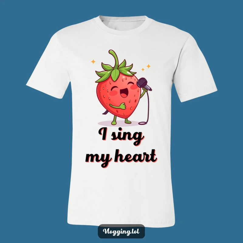 Funny Strawberry Singer T-Shirt: Wear Your Musical Passion with This Fruity Rockstar Tee