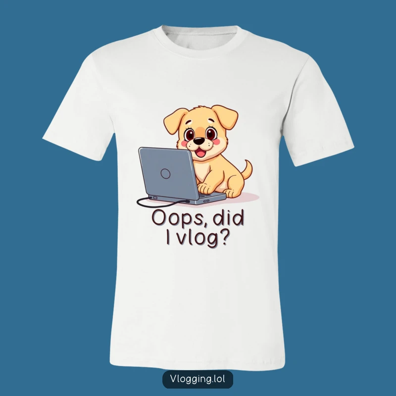 Funny Surprised Puppy T-Shirt: Hilarious Vlogger Tee for Content Chaos
