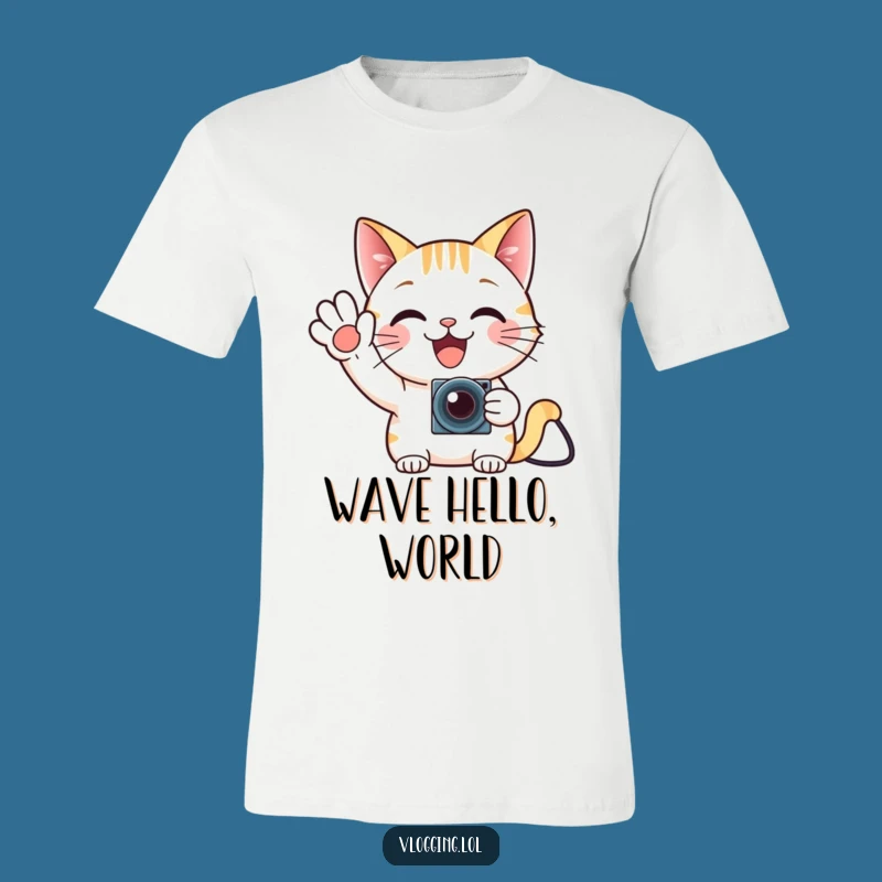 Funny Cat Gamer T-Shirt - Enthusiastic Waves for Streamers