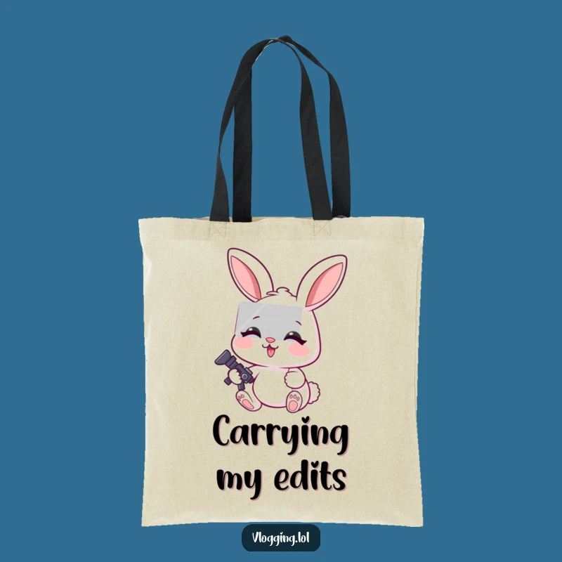 Funny Rabbit Editing Tote Bag: Focused Expression, Carry Your Creativity