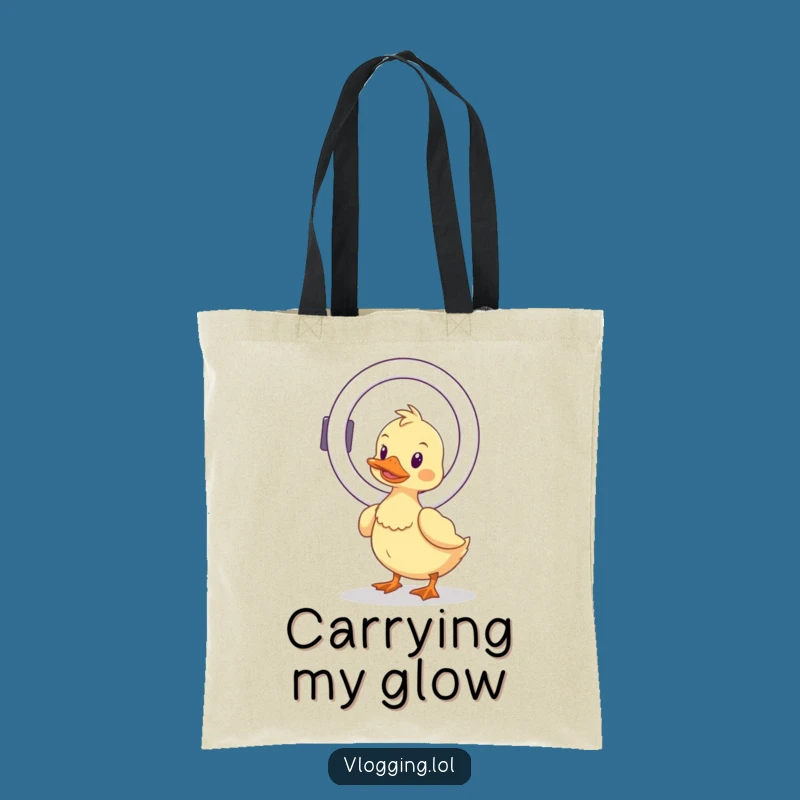 Funny Wobbly Duck Tote Bag: Ring Light Carrier - Stylish Funny Gift for Shoppers