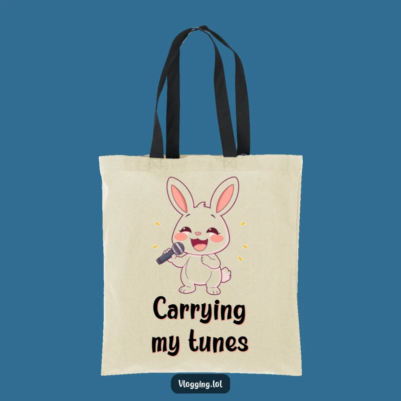 Funny Bunny Singing Tote Bag - Hilarious Musician Accessory