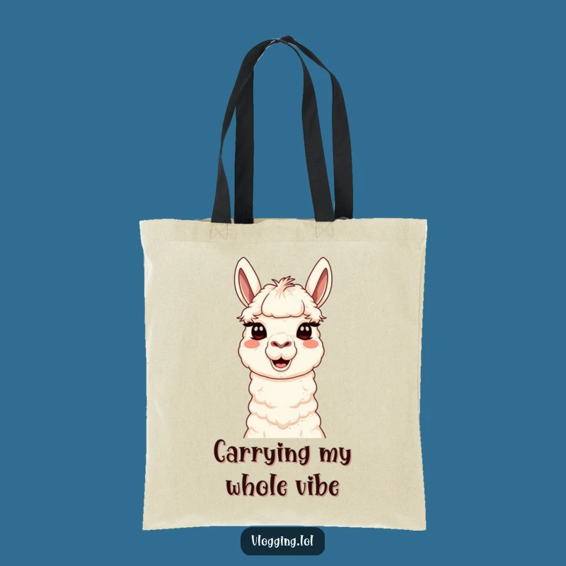 Funny Content Llama Tote Bag: Carry Your Creative Essentials with a Silly Face!