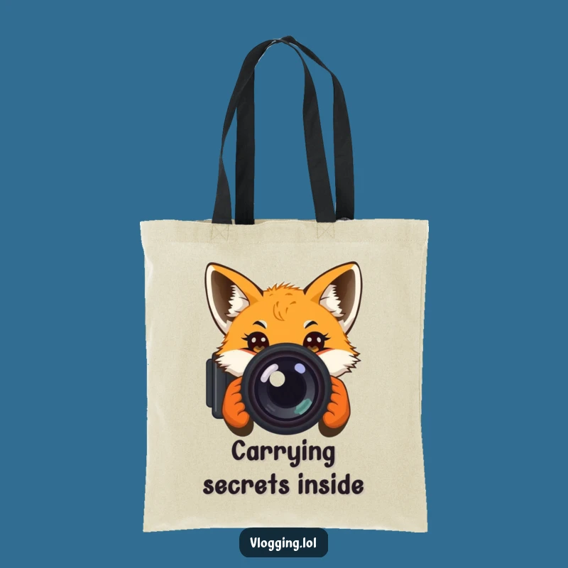 Funny Curious Fox Tote Bag: Carry Your Gear with Camera-Ready Style!