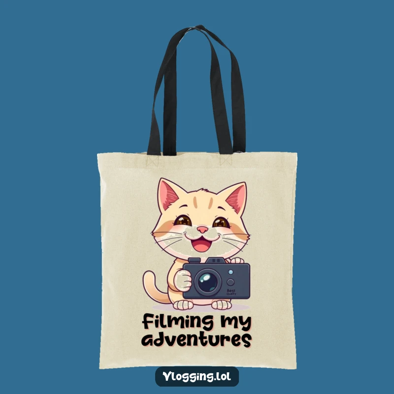 Funny Vlogging Cat Tote Bag: Carry Your Camera Gear with Joy