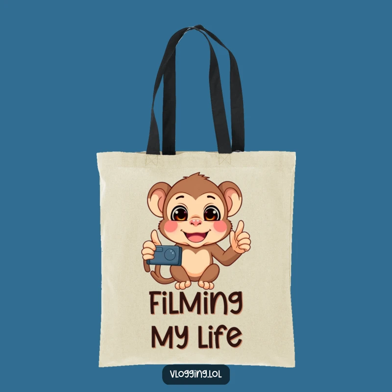 Funny Monkey Vlogger Tote Bag: Carry Your Fun with a Mischievous Monkey!