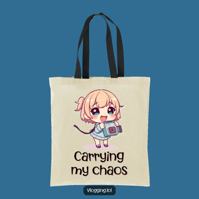 Funny Camera Chaos Tote Bag: Giggling Character Tripping, Stylish Funny Photography Accessory