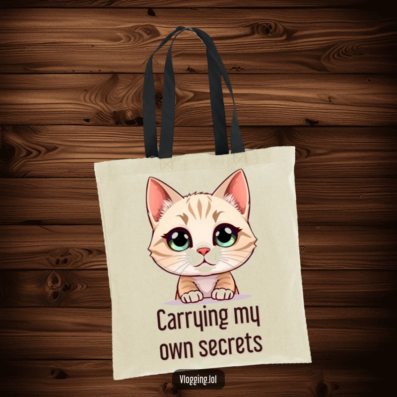 Funny Cat Tote Bag illustrating a cat intensely staring at a screen, a humorous and practical accessory for online lovers.