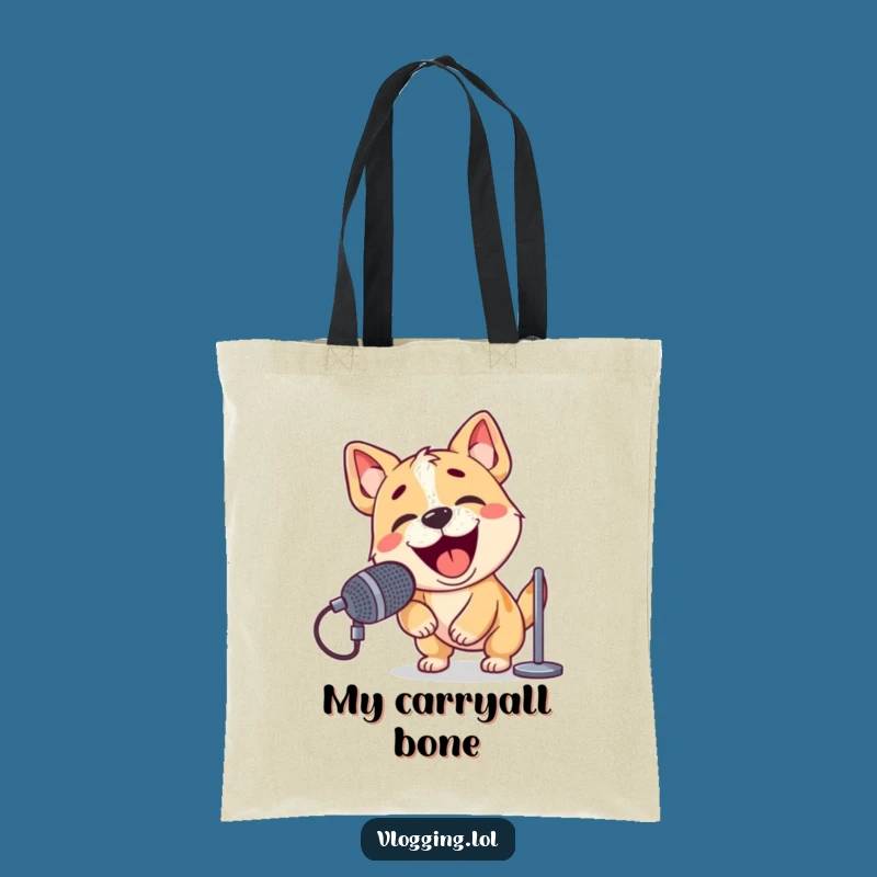 Funny Dog Barking Tote Bag: Enthusiastic Mic Carry-All