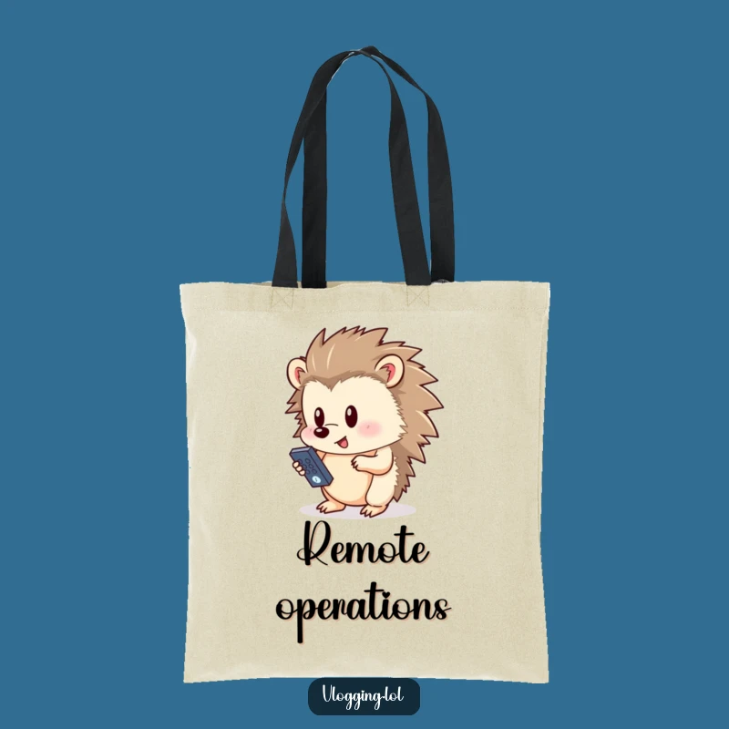 Funny Hedgehog Tote Bag: Remote Control Master - Stylish Funny Gift for Shoppers