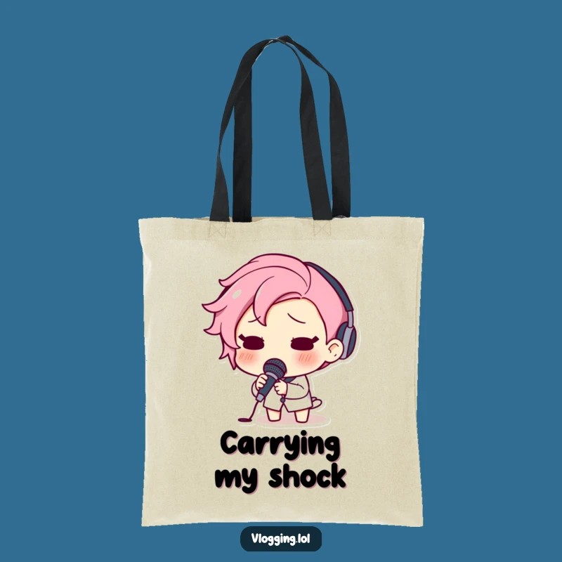 Funny Mic Drop Tote Bag - Carry Your Shock with Surprised Character Design