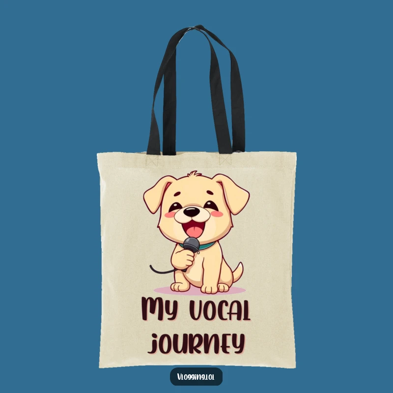 Funny Puppy Rockstar Tote Bag: Carry Your Tunes with a Singing Puppy!