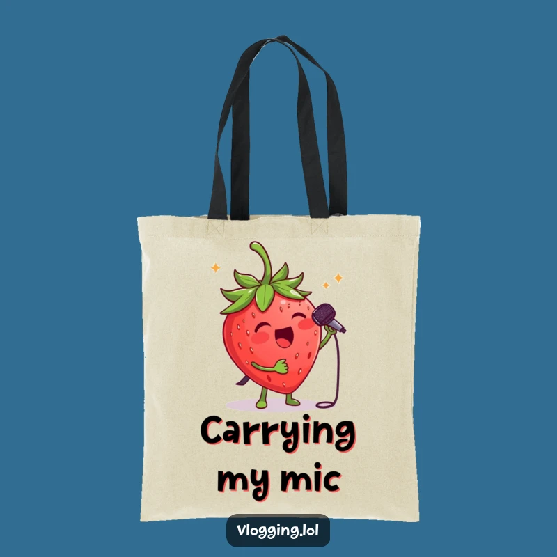 Funny Strawberry Singer Tote Bag: Carry Your Tunes with This Fruity Rockstar Design