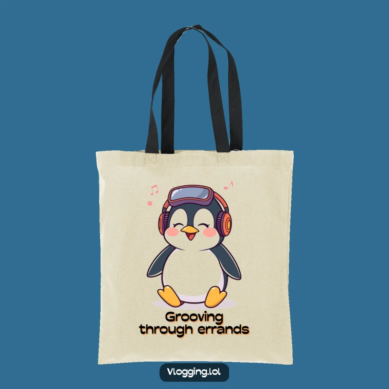 Funny Penguin Tote Bag: Vlogger Music Accessory, Great Funny Gift!