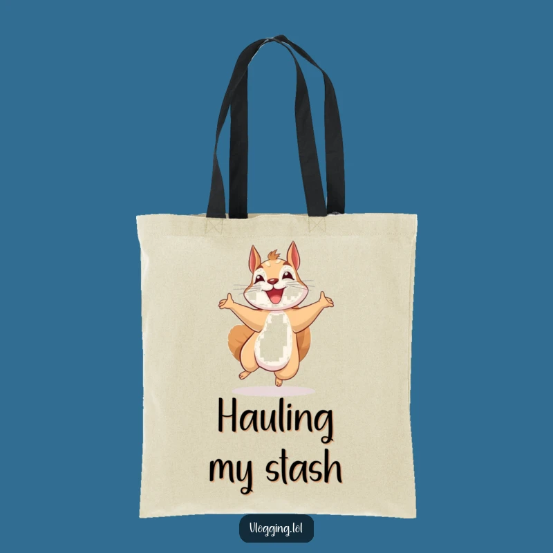 Funny Excited Squirrel Tote Bag: Recording Fun - Stylish Funny Gift for Shoppers